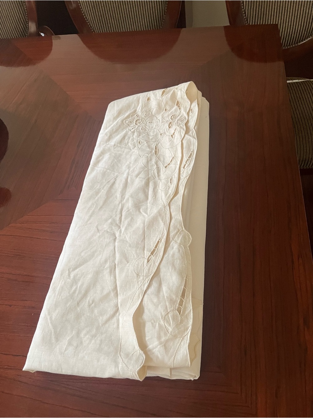 Embroidered Cream Bedskirt